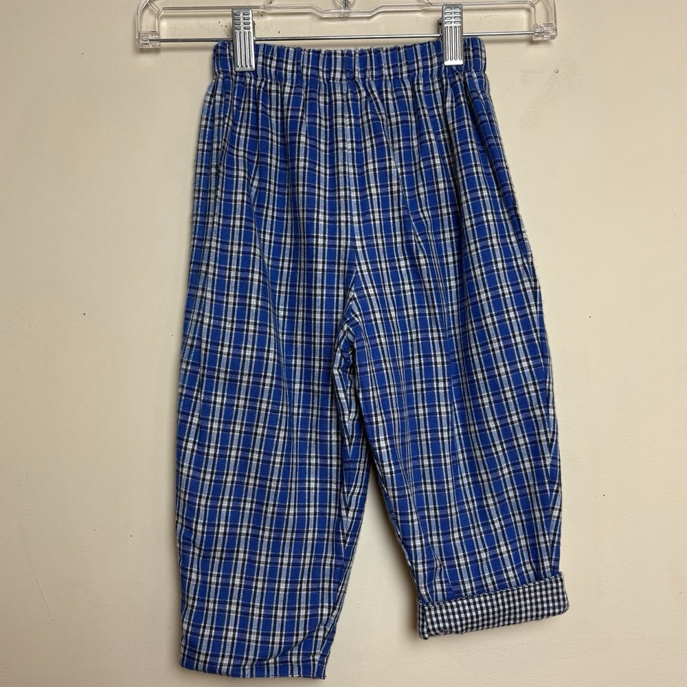 NEW Mulberri Bush Toddler Reversible Pants 18 Months Blue Gingham Plaid Vintage
